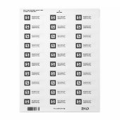 Étiquettes simples noir blanc monographie (Feuille entière)