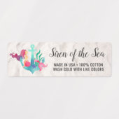 Étiquettes Sirène sur Ancre Nautique Aquarelle Sandy Beach (Design 2)