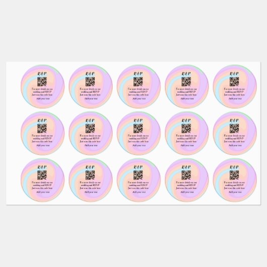 Étiquettes site web mariage rsvp q r code ajouter nom texte (Feuille)
