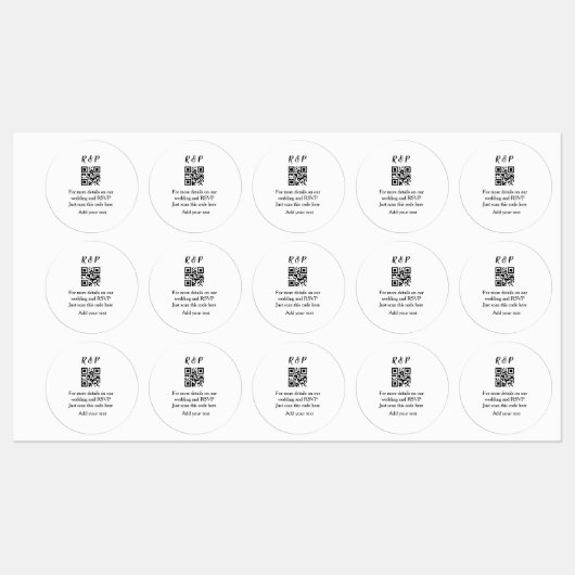 Étiquettes site web mariage rsvp q r code ajouter nom texte t (Feuille)