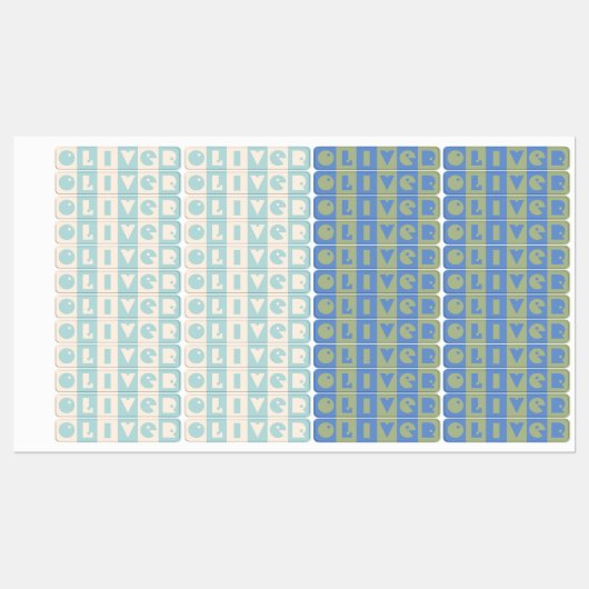 Étiquettes Six 6 lettres nom garçon rectangulaire fer Patch (Feuille)