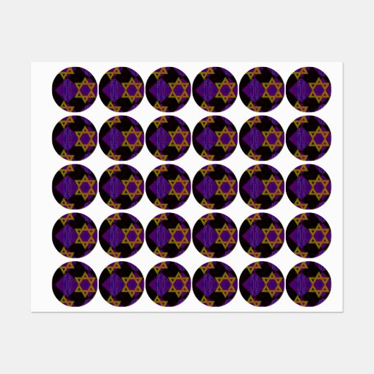 Étiquettes SlipperyJoe's Happy Hanoukka Star de David menorah (Feuille)