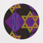 Étiquettes SlipperyJoe's Happy Hanoukka Star de David menorah (Design 2)