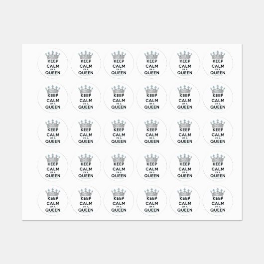 Étiquettes SlipperyJoe's Keep Calm Queen couronne joyaux a (Feuille)