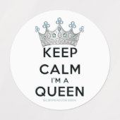 Étiquettes SlipperyJoe's Keep Calm Queen couronne joyaux a (Design 2)