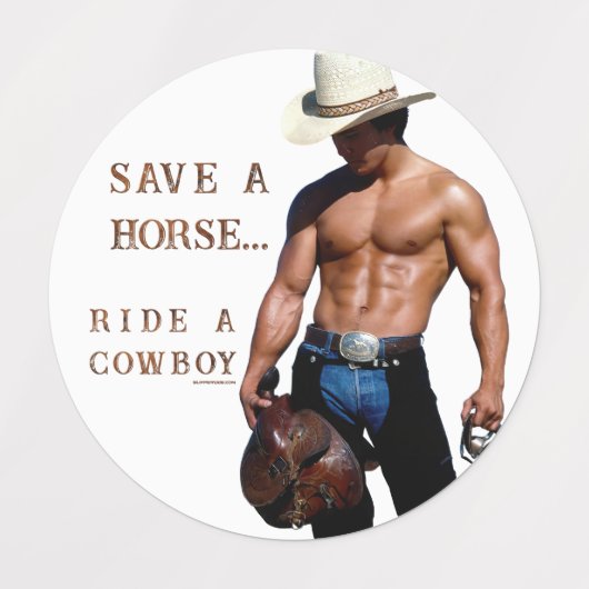 Étiquettes SlipperyJoe's save horse ride paille cowboy casque (Design 2)