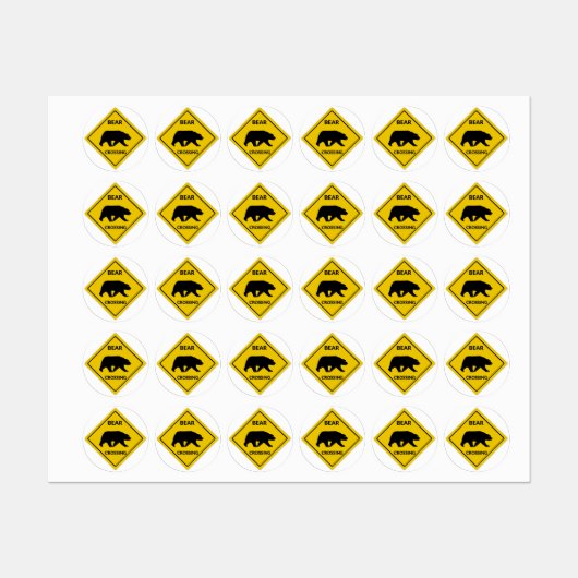 Étiquettes SlipperySignal de passage de l'ours de Joe silhoue (Feuille)