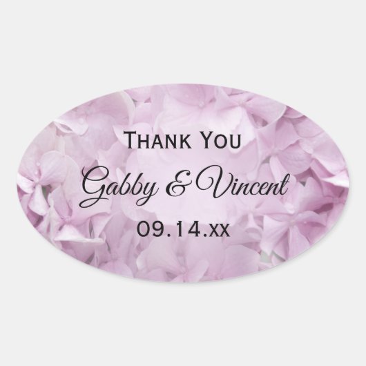 Étiquettes Soft Pink Hydrangea Mariage Merci Favor (Devant)