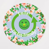 Étiquettes souriants ronds/écologiques (Design 1)