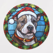 Étiquettes Staffordshire Bull Terrier Vitrail Noël (Design 2)