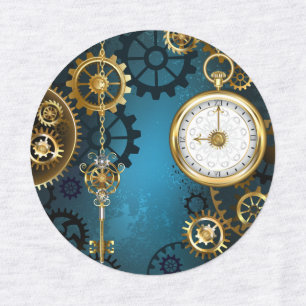 Étiquettes Steampunk Arrière - plan turquoise avec Gears