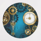 Étiquettes Steampunk Arrière - plan turquoise avec Gears (Design 2)