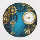 Étiquettes Steampunk Arrière - plan turquoise avec Gears (Design 1)