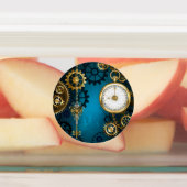 Étiquettes Steampunk Arrière - plan turquoise avec Gears (Apposé)