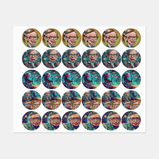 Étiquettes Stephen Hawking Genius (Feuille)