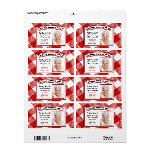 étiquettes Sticker 100 ans - Facile à Customiser (Feuille entière)