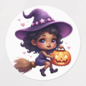 Étiquettes "Stickers sorcière d'Halloween mignonnes - Sorcièr (Design 2)