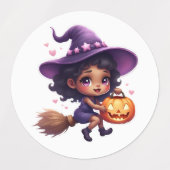 Étiquettes "Stickers sorcière d'Halloween mignonnes - Sorcièr (Design 1)