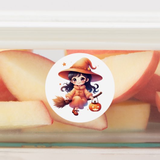 Étiquettes "Stickers Sorcière Halloween - Jolie Sorcière Citr (Apposé)