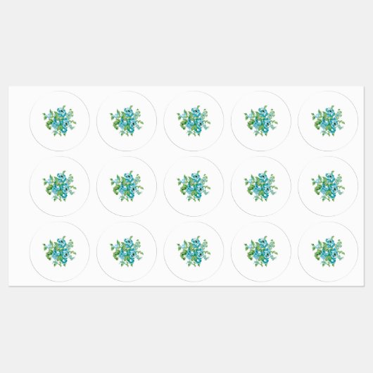 Étiquettes Style Décoratif, Crème Menthe, Bleu Fontaine, Turq (Feuille)
