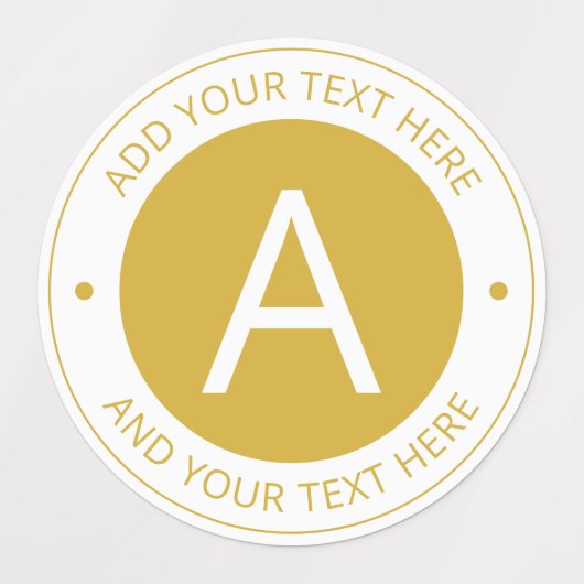 Étiquettes Style Logo Or/Blanc moderne Monogramme étanche (Design 1)