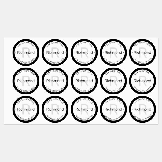 Étiquettes Style moderne | Black Grey Adresse étanche (Feuille)