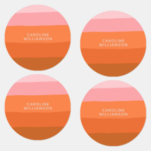 Étiquettes Style rose orange Abstrait rayures personnalisées