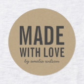 Étiquettes Stylish Rustic Bold Fabriqué avec l'amour Faux Kra (Design 1)