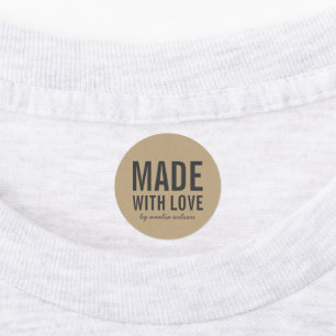 Étiquettes Stylish Rustic Bold Fabriqué avec l'amour Faux Kra