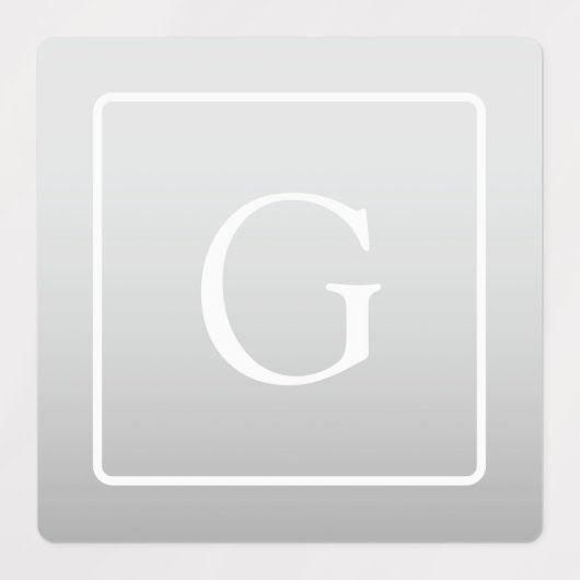 Étiquettes Subtil Gray Gradient Nom de famille Monogramme (Design 2)