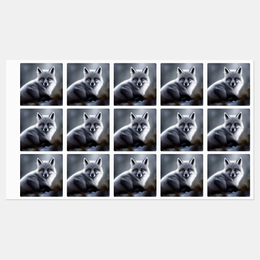 Étiquettes Superbe Renard Artique (Feuille)