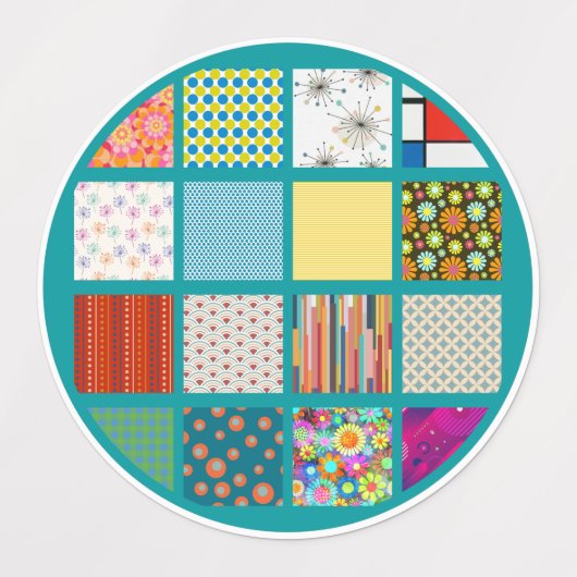 Étiquettes Surface composée d'images rétro (Design 1)