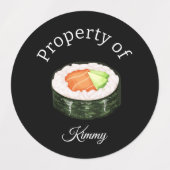 Étiquettes Sushi coloré Propriété du nom (Design 1)