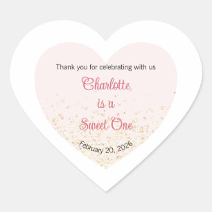 Étiquettes Sweet One, Sweetheart One Party, Cœur