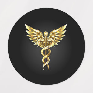 Étiquettes Symbole caducee polygonal or