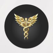 Étiquettes Symbole caducee polygonal or (Design 1)