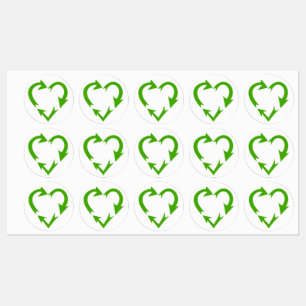 Étiquettes Symbole de recyclage en forme de coeur