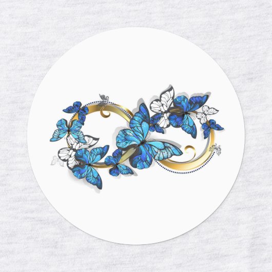 Étiquettes Symbole infini de papillons Morpho bleus (Design 1)