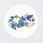 Étiquettes Symbole infini de papillons Morpho bleus (Design 2)