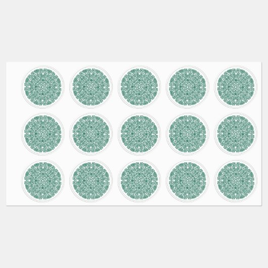 Étiquettes Symbole Mandala du Cercle Vert de l'Univers (Feuille)