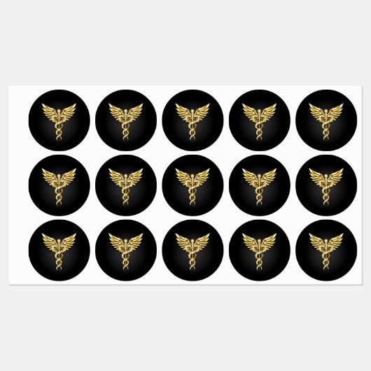 Étiquettes Symbole Polygonal Or Caduceus (Feuille)