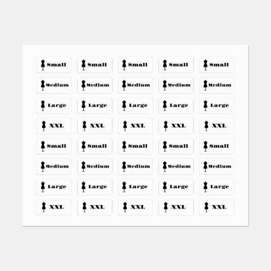 Étiquettes Taille des vêtements (Feuille)