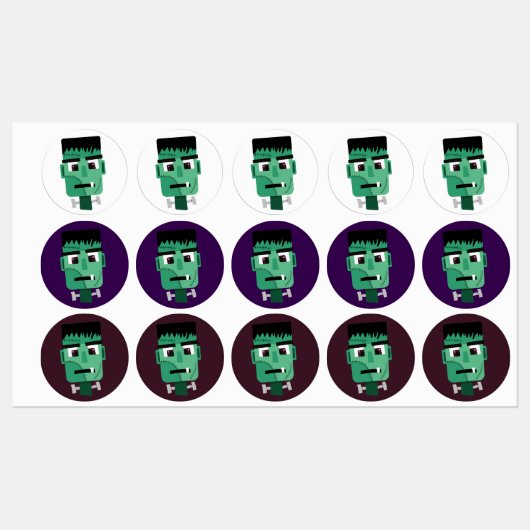 Étiquettes Tête de monstre de Frankenstein (Feuille)
