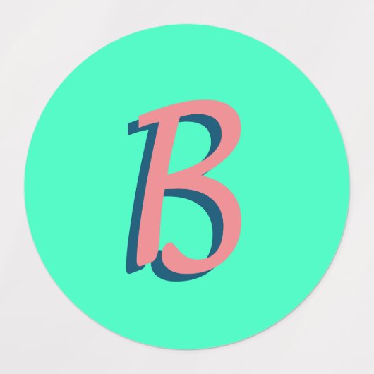 Étiquettes Texte 3D Blush rose tendance initial | Neon Turquo (Design 1)