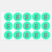 Étiquettes Texte 3D Blush rose tendance initial | Neon Turquo (Feuille)