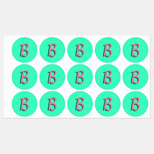 Étiquettes Texte 3D Blush rose tendance initial | Neon Turquo (Feuille)