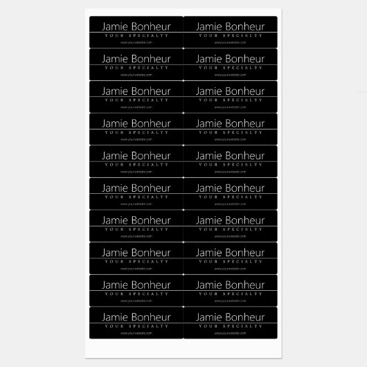 Étiquettes Texte blanc classique simple en noir (Feuille)