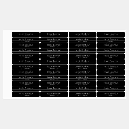 Étiquettes Texte blanc classique simple en noir (Feuille)