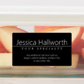 Étiquettes Texte blanc classique simple sur noir étanche (Apposé)