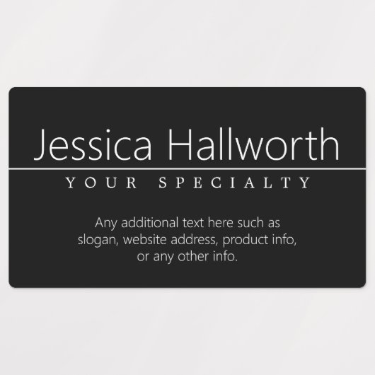 Étiquettes Texte blanc classique simple sur noir étanche (Design 2)